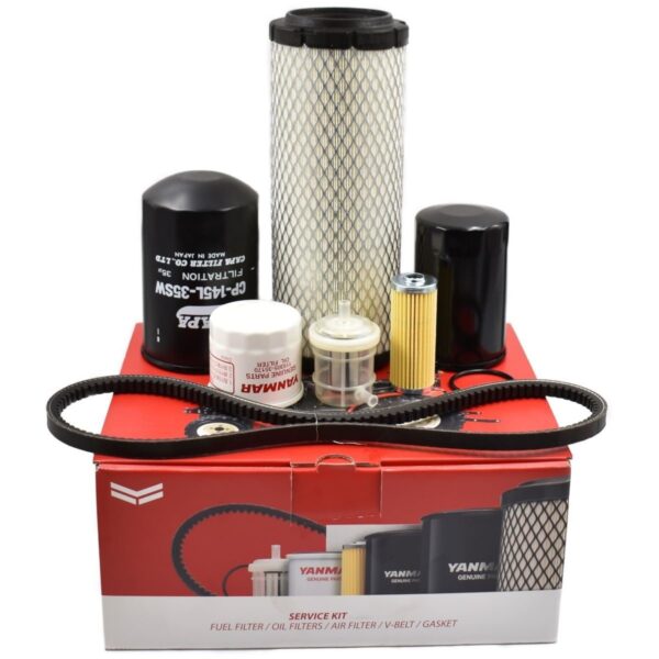 Service kit Yanmar SA221 Kit contents: Air filter Fuel filters (2 pieces) O-ring fuel filter Engine oil filter Hydraulic filter Hydrostatic filter V-belt
