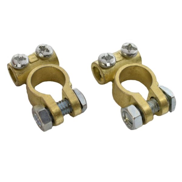 Battery terminal clamps battery clamps mini tractor Iseki kubota yanmar hinomoto shibaura mitsubishi satoh suzue ACCUTE CLEMPS UNIVERSAL FOR NORMAL POLES Additional info: Set of 2 pieces DIN poles (16 and 18 mm)